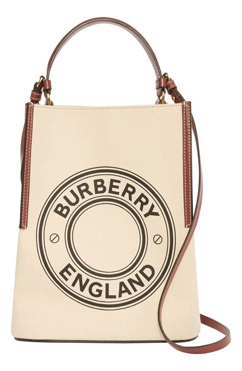 burberry small logo graphic cotton canvas peggy bucket bag